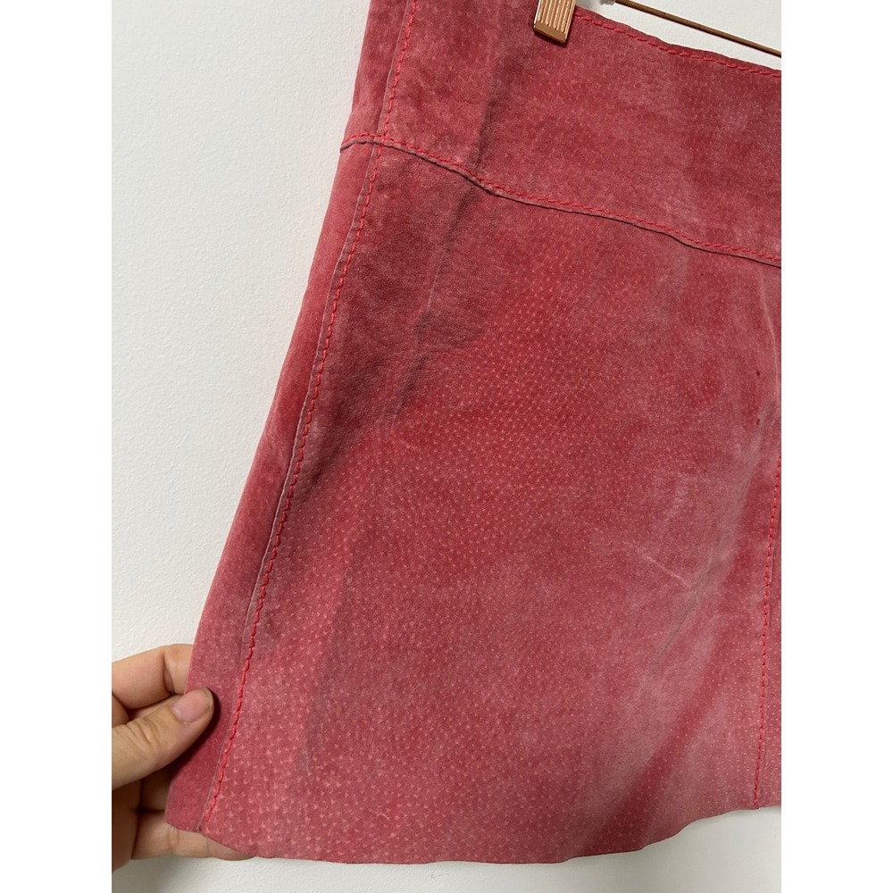 Wet Seal Suede Mini Skirt Womens 30 Waist Red Y2K Indie Sleaze Vintage Boho - Picture 2 of 7